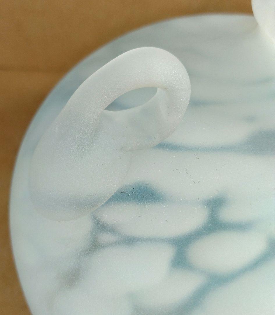 【本物保証】藤田喬平 手吹 花瓶(水色系,手付) 共箱 栞2 極美品 高島屋