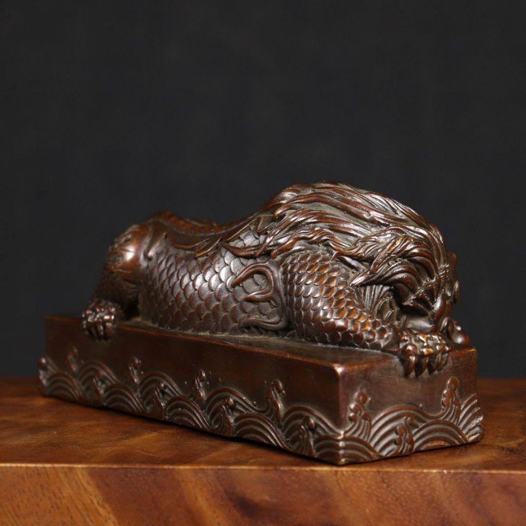 銅製 神獣 水獣 吸水竜王 鎮宅 辟邪 開運 風水 招財 置物 工芸品