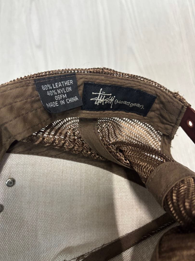 stussy メッシュキャップ　ヴィンテージ　本革　90s 00s ブラウン
