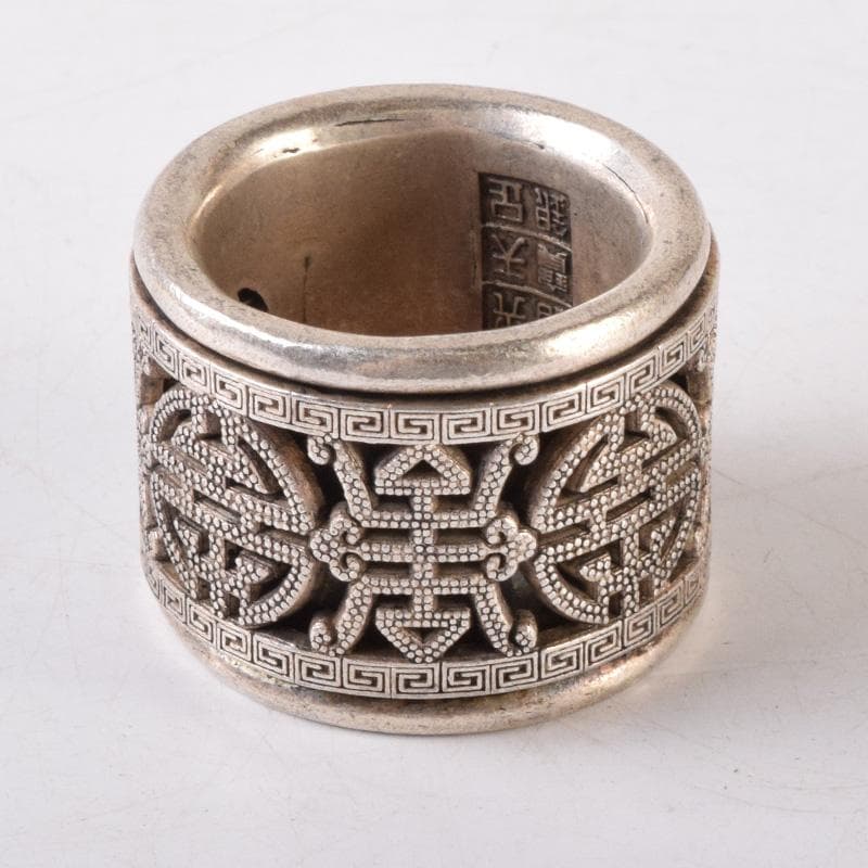 中国　光緒天宝足銀　板指　重さ約38g　N　7491E