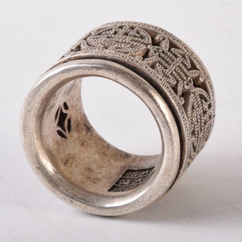 中国　光緒天宝足銀　板指　重さ約38g　N　7491E