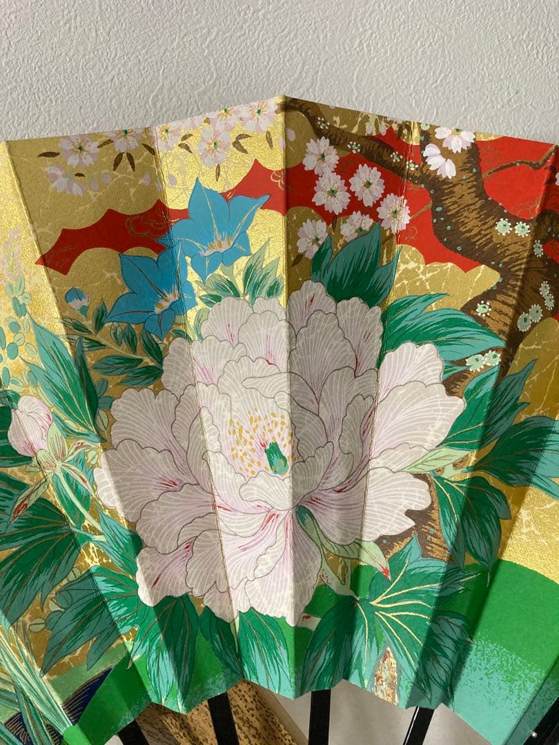 京扇子 とくの 両面 飾り扇子 鶴 百花