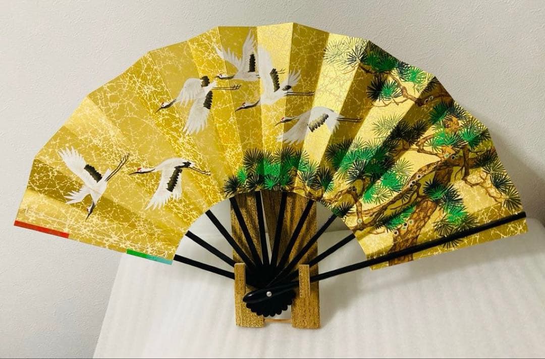 京扇子 とくの 両面 飾り扇子 鶴 百花