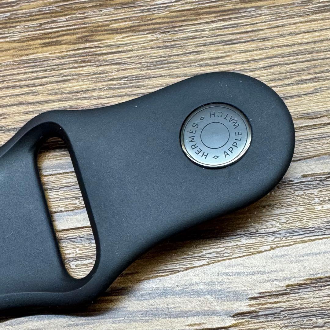 2475 Apple Watch エルメス　ブラック　黒　ラバー　スポーツバンド