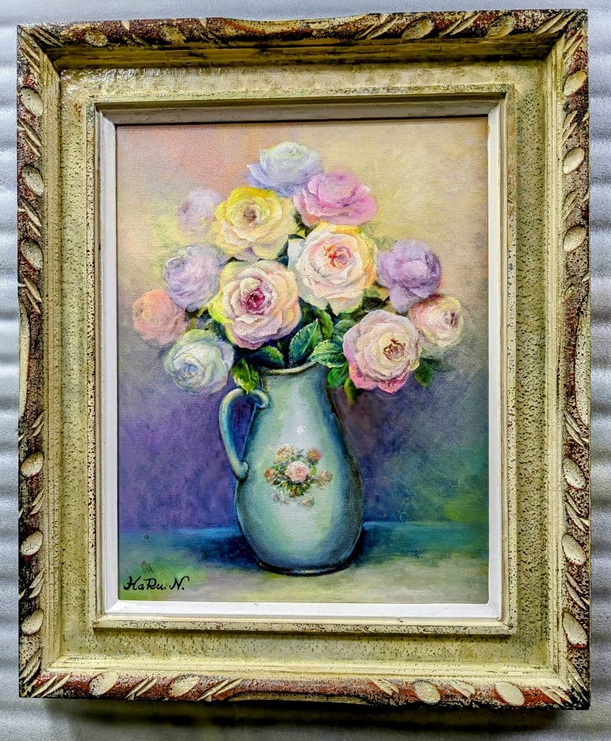 画家haru油彩画F6号＊薔薇＊肉筆画＊原画、一点物＊静物画。