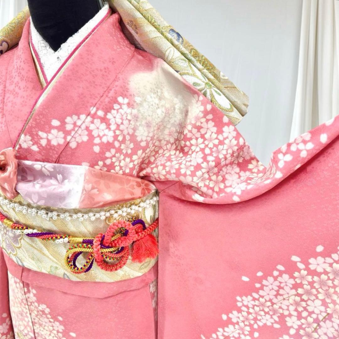 逸品 振袖7点フルセット 京都きもの友禅 桜尽くし 正絹　成人式　結婚式