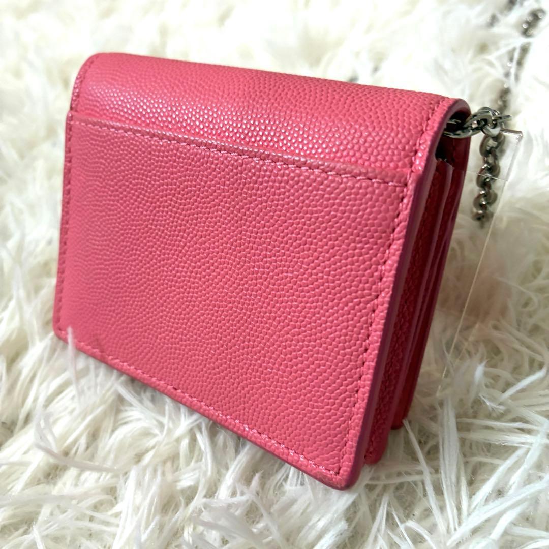 【未使用級】バーバリー 現行TBロゴ チェーンウォレット 可 ミニ財布 レザー