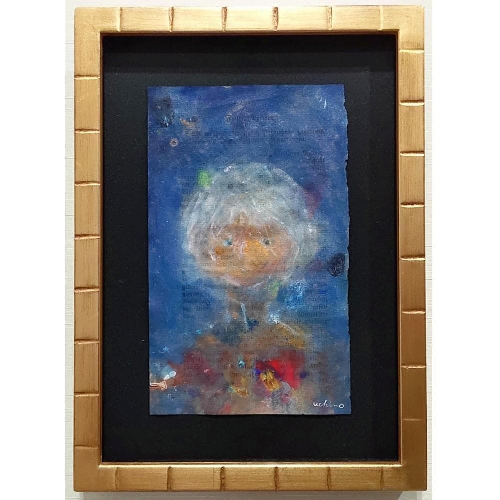 内野隆文　肖像　人物画　絵画　現代美術　アート　アンティークペーパー　額縁