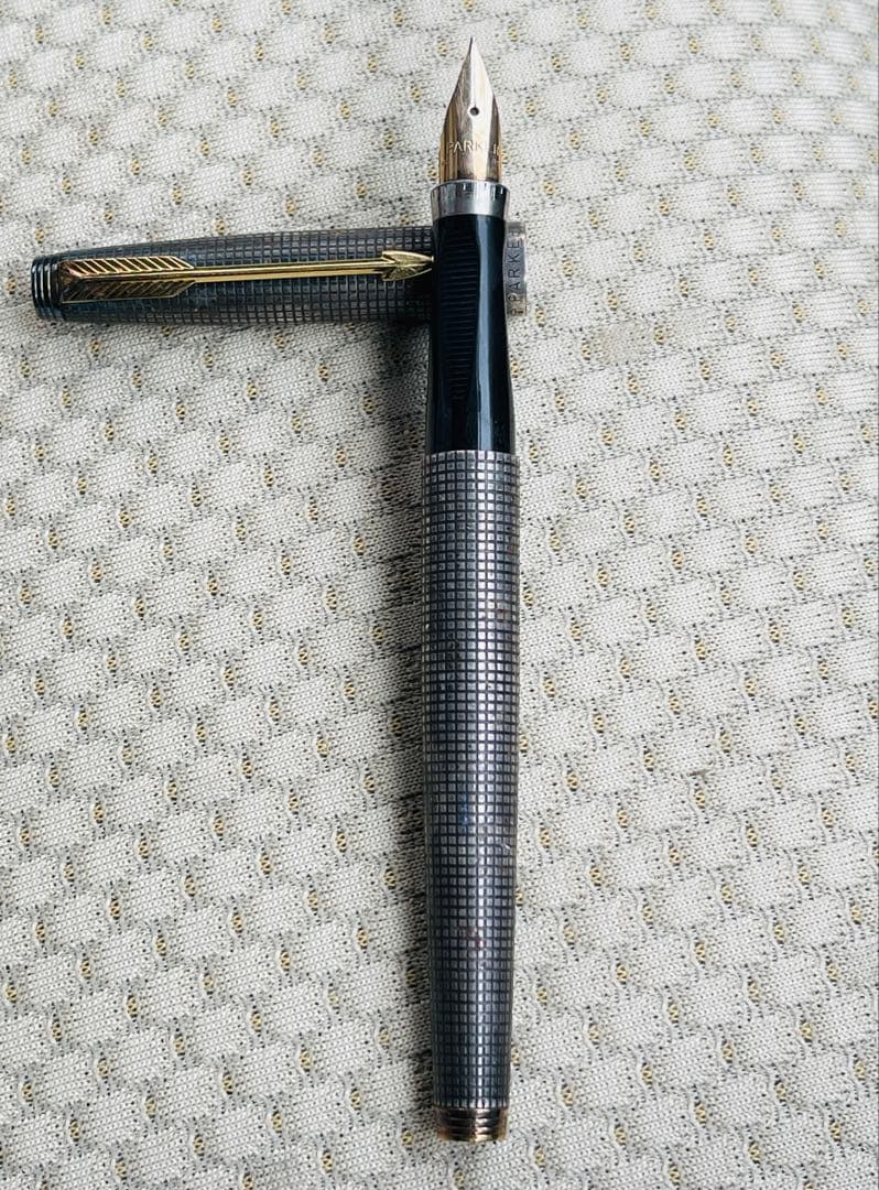 PARKERSTERLING CAP&BARRELU.S.A格子柄　14万年筆