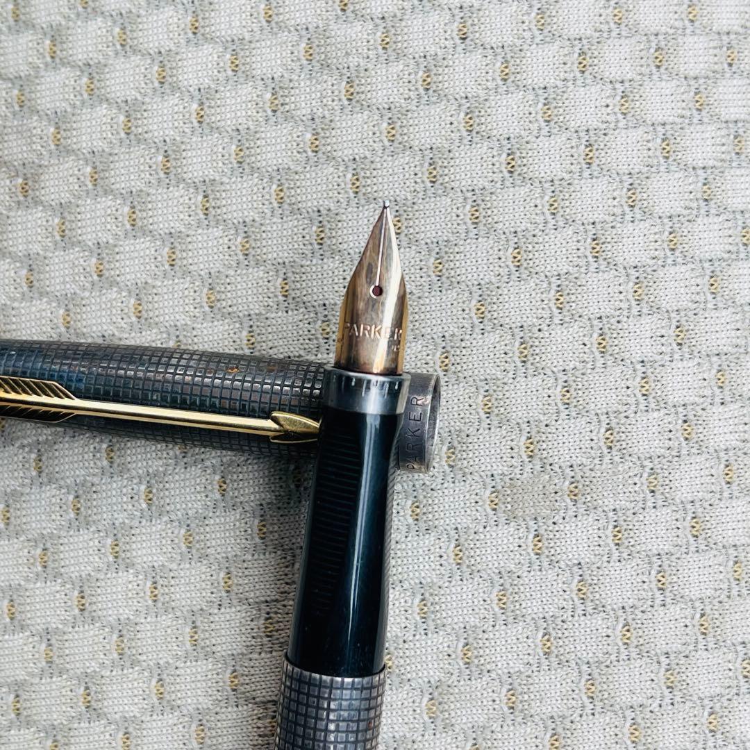 PARKERSTERLING CAP&BARRELU.S.A格子柄　14万年筆