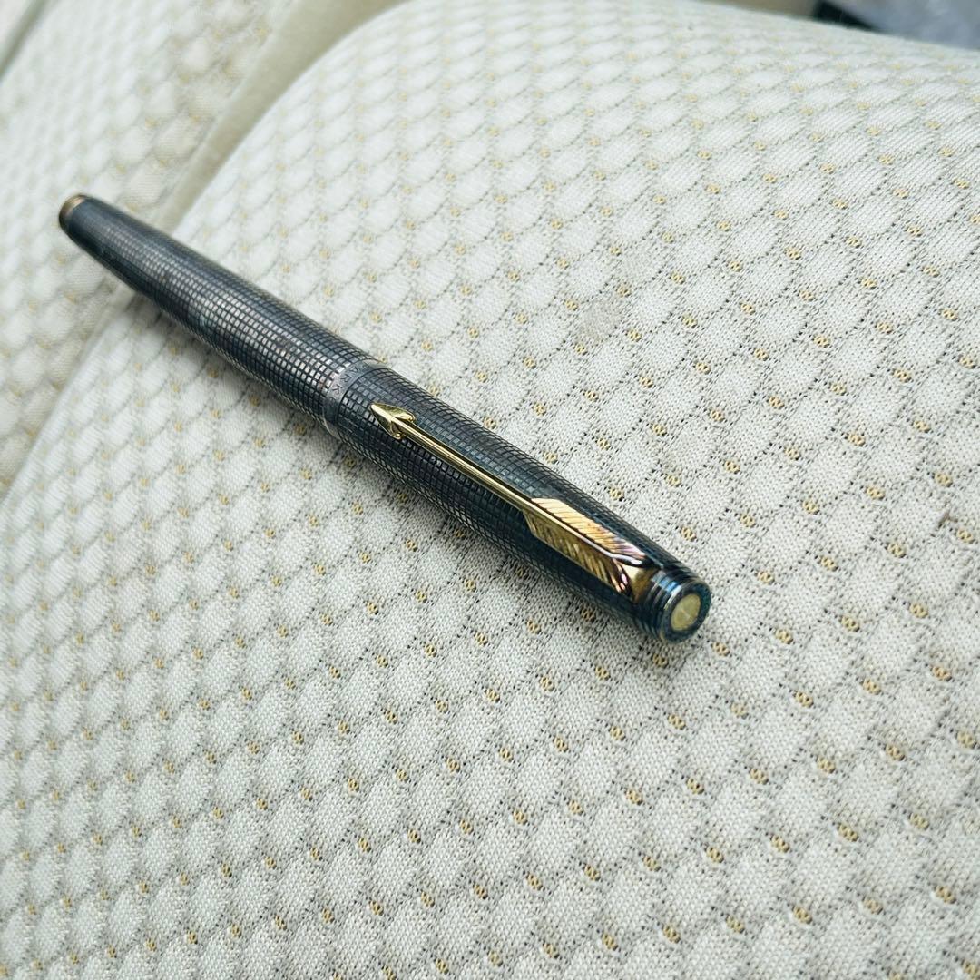 PARKERSTERLING CAP&BARRELU.S.A格子柄　14万年筆