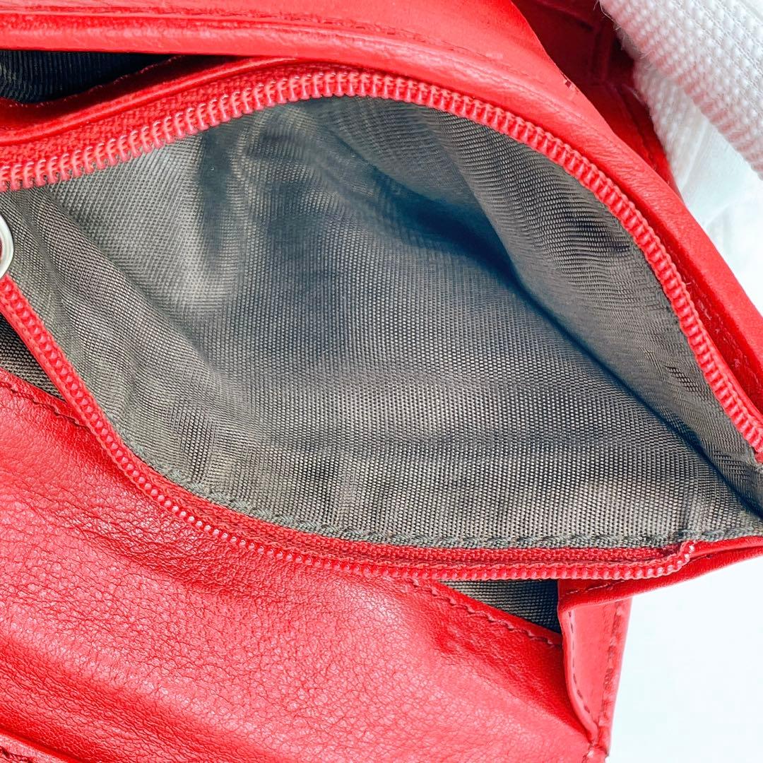 セリーヌ マカダム レザー 三つ折り 財布 ウォレット　レッド　トリオンフ