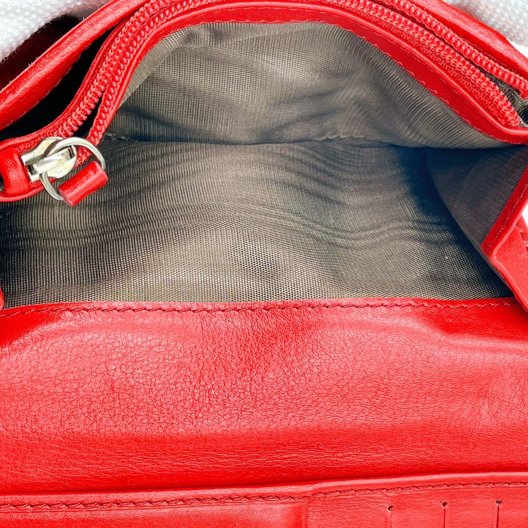 セリーヌ マカダム レザー 三つ折り 財布 ウォレット　レッド　トリオンフ