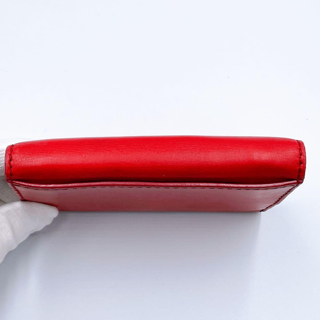 セリーヌ マカダム レザー 三つ折り 財布 ウォレット　レッド　トリオンフ