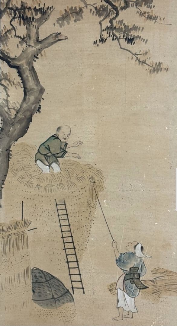 東洋洋 耕図 屏風 六曲一双 紙本肉筆 法眼東洋 人物図 日本画