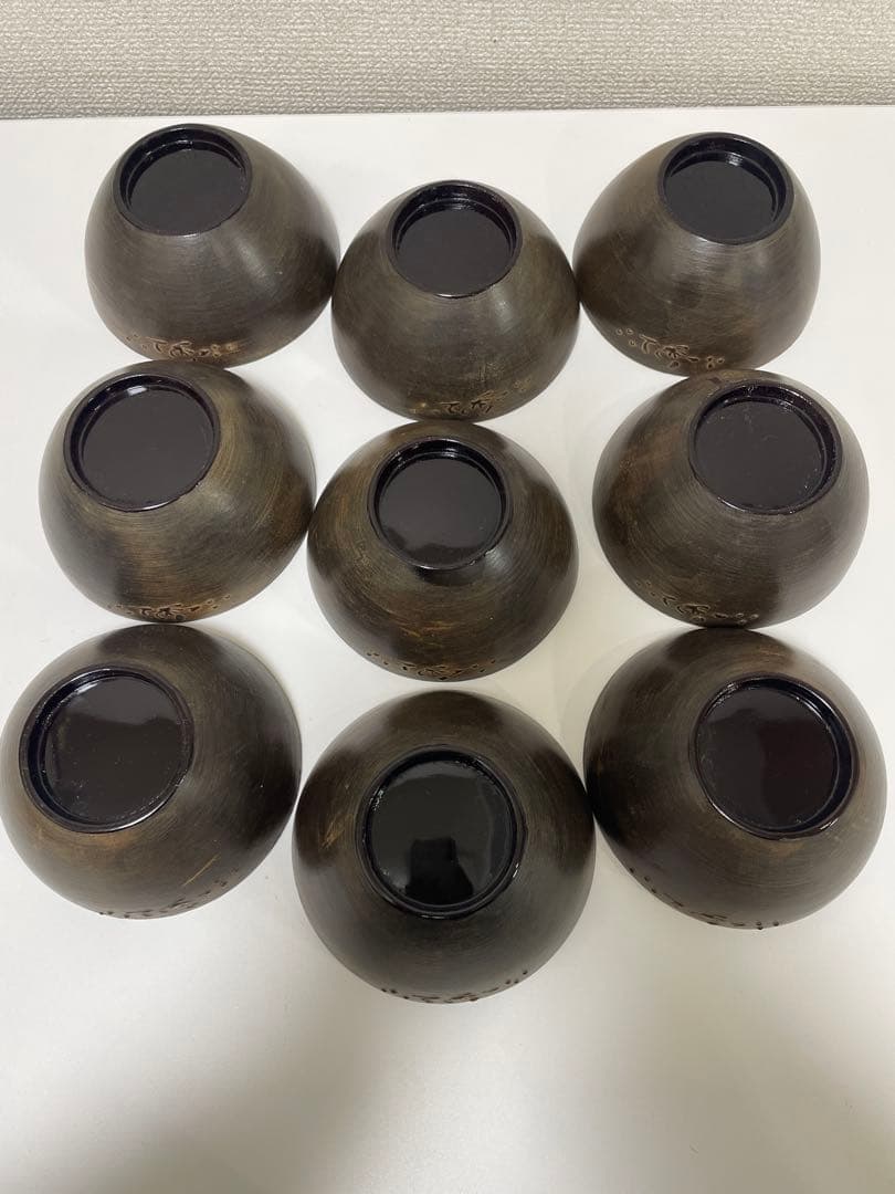 明治 大正期 会津塗 鉄錆塗 蒔絵 富士山 松 梅 木製 蓋付き お椀 内朱 ②