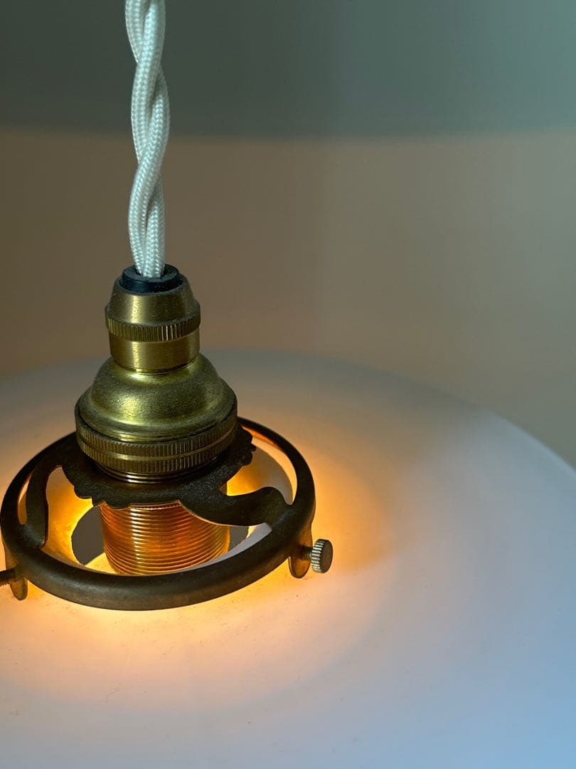 フランス アンティーク ランプシェード陶器製 滑車