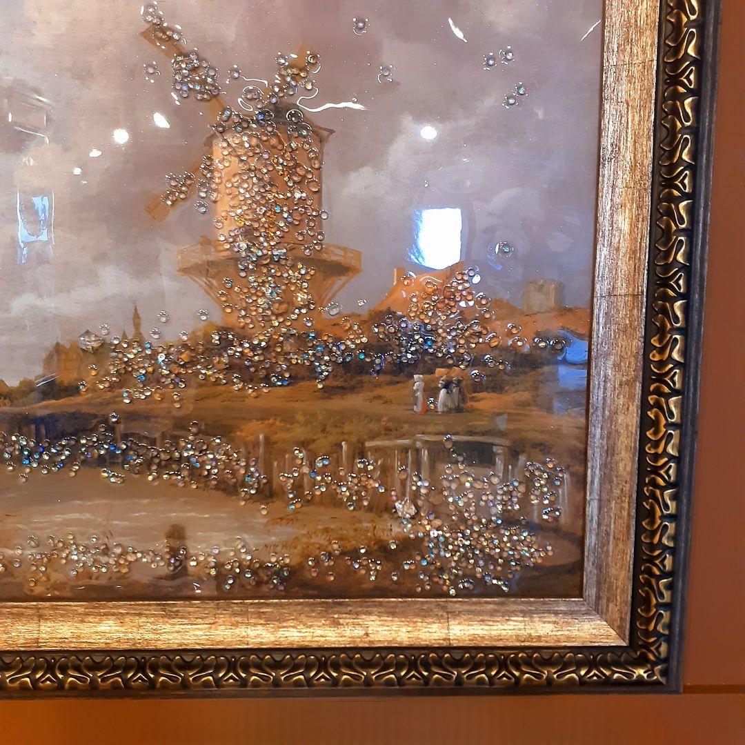 輸入雑貨　天然水晶石　『ロイスダールヴェイクの風車』　クリスタルアート