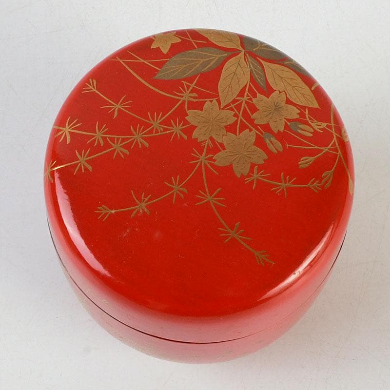 茶道具　佐々木麗峰作　鵬雲斎好写　一閑塗　春草蒔絵　棗　共箱　V　9633