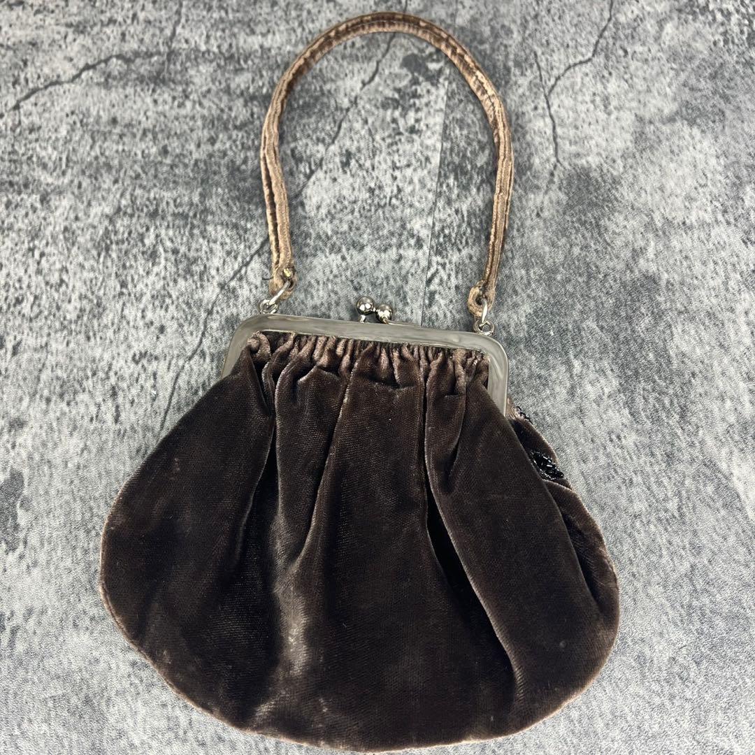 ドルチェ&ガッバーナ ベロア ビーズ刺繍 がま口 ハンドバッグ レオパード