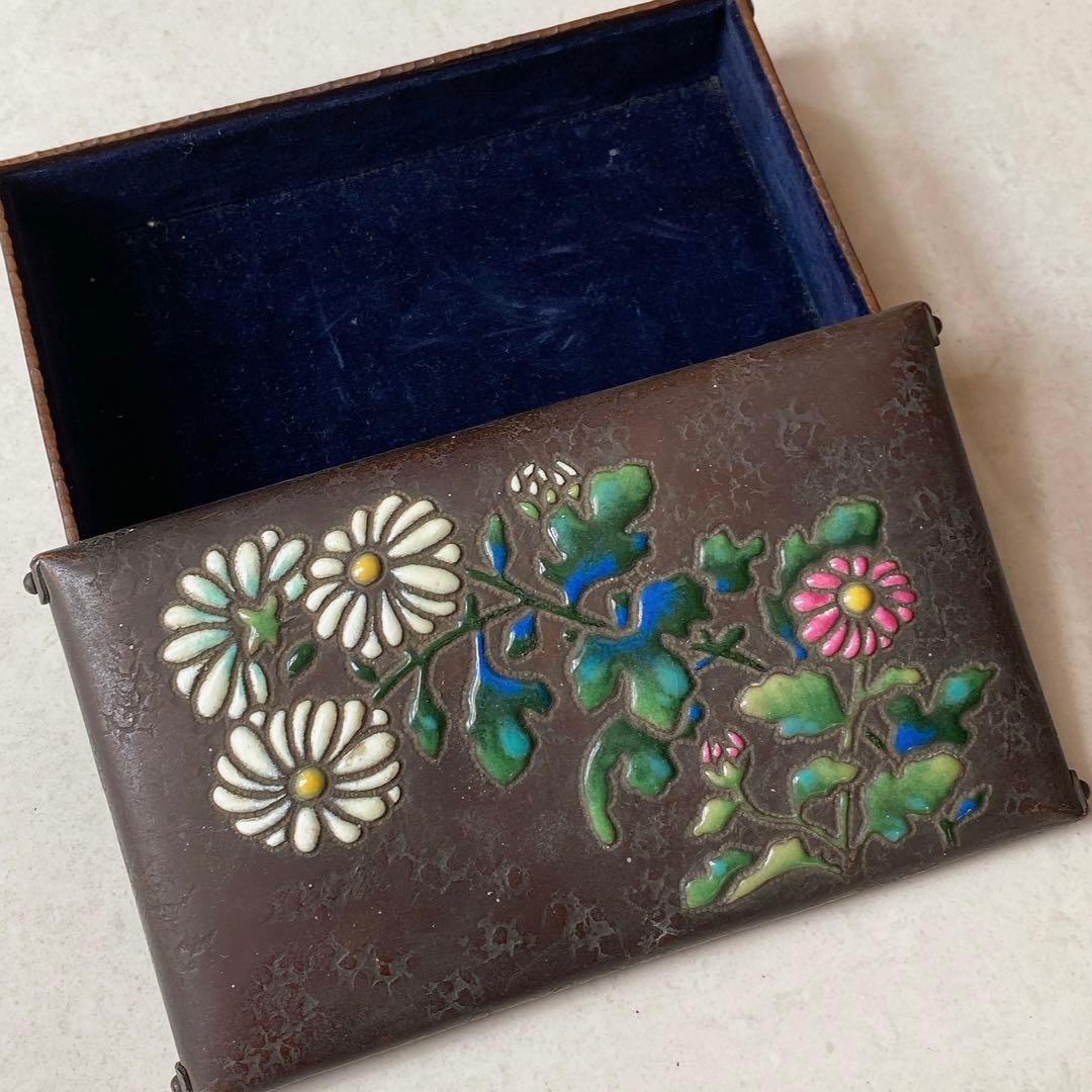 七宝焼　箱　銅製　アンティーク