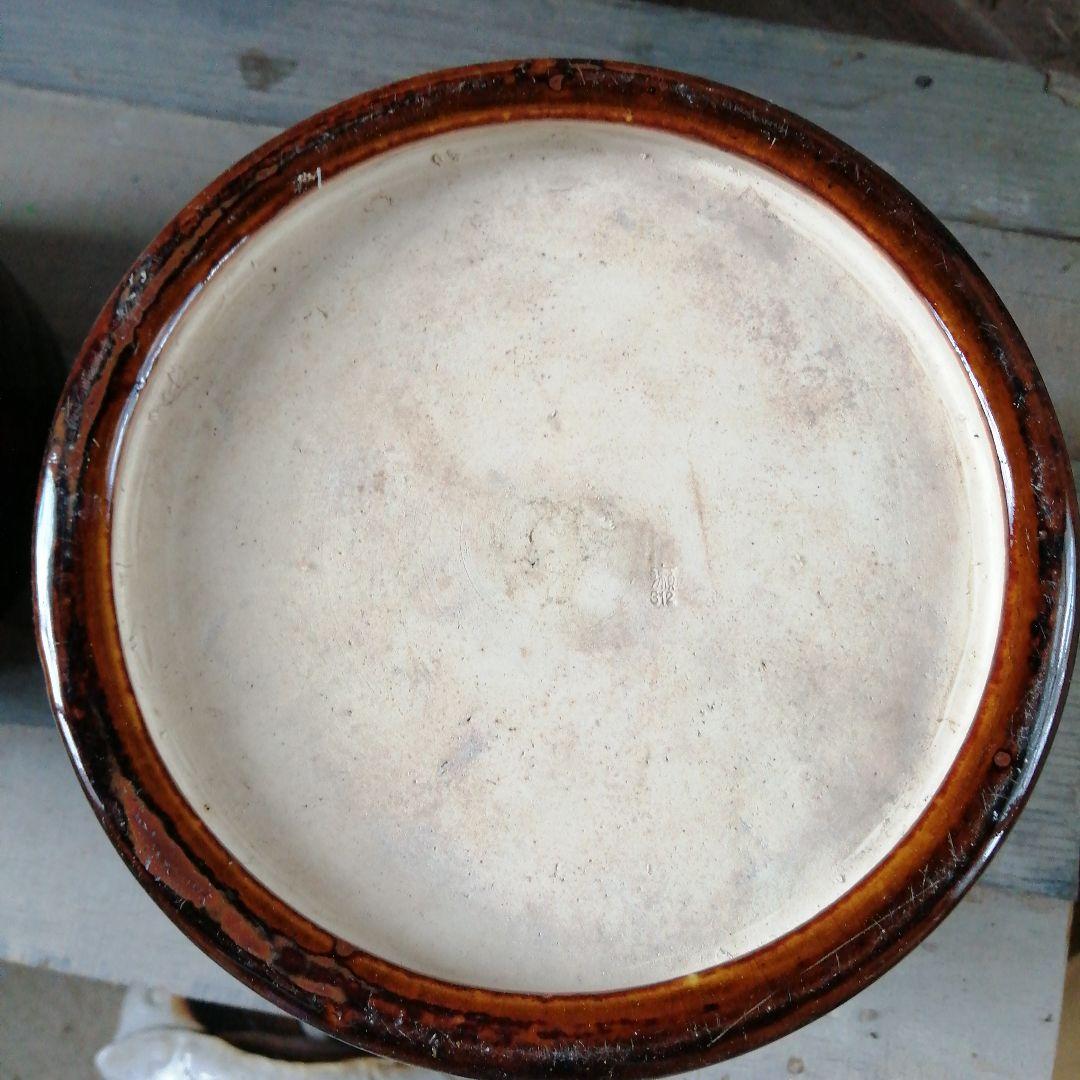 瀬戸焼　飴釉火鉢一対　19cm　大正～昭和中期