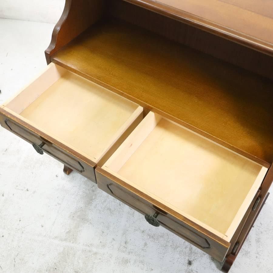 カリモク家具 コロニアル 電話台 FAX台 引き出し2杯 観音扉付き収納