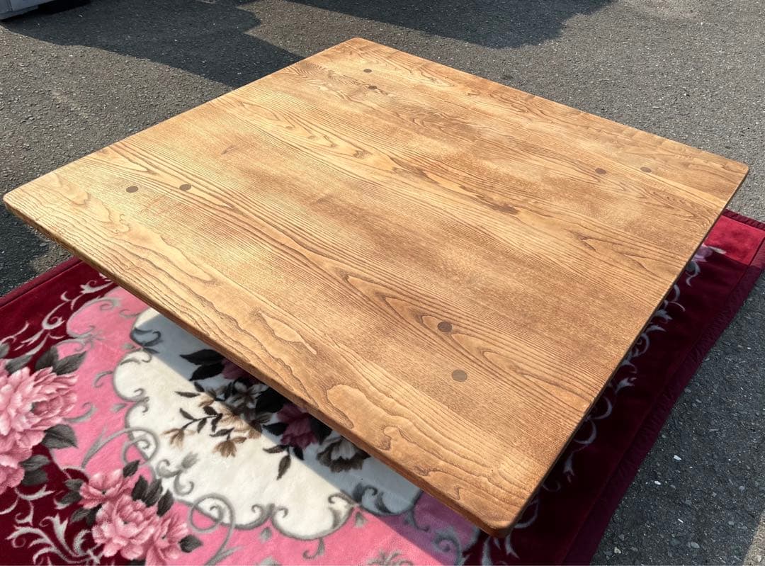 【アンティーク】木製 無垢 1枚板 座卓 ローテーブル センターテーブル 正方形