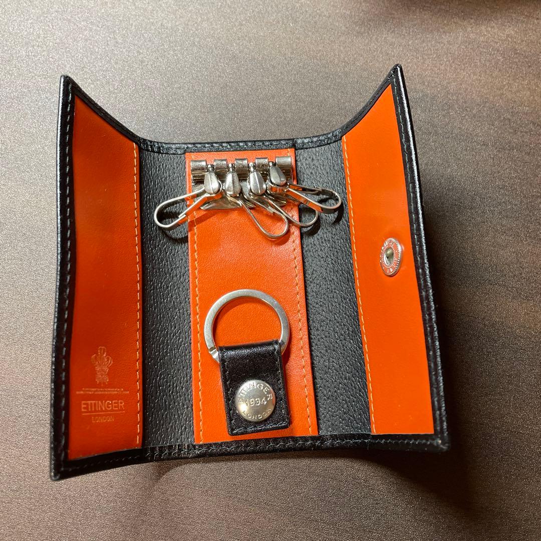 【新品・未使用】ETTINGER キーケース Black/Orange