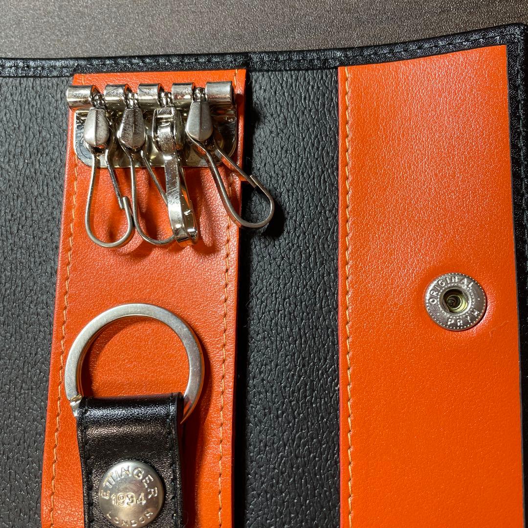 【新品・未使用】ETTINGER キーケース Black/Orange