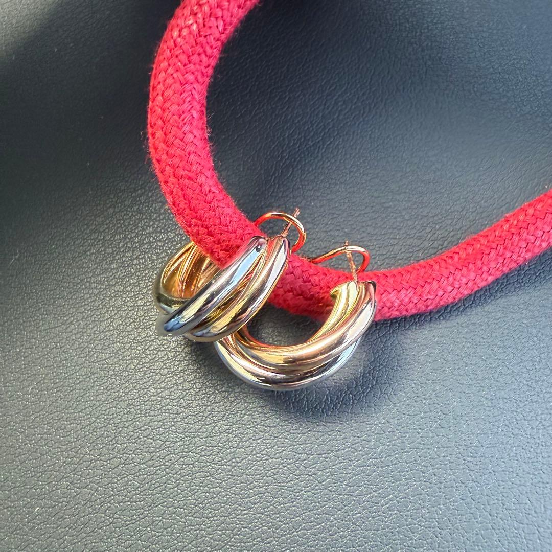 トリプルゴールドカラー　ピアス　フープピアス