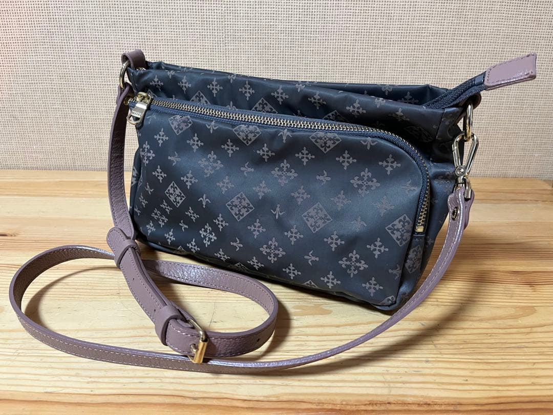 a340/極美品★russet グレー/ピンク ショルダーバッグ