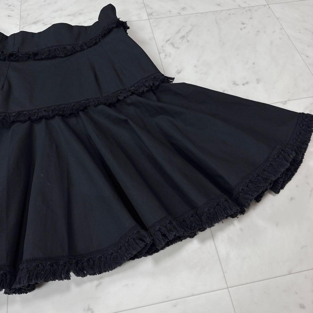 希少 ドルチェアンドガッバーナ フリンジ フレアスカート ブラック サイズ42