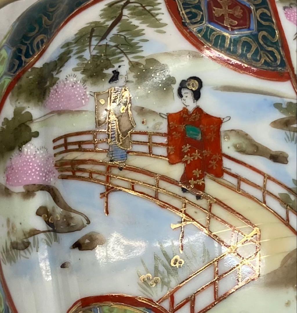 B387s 「名所美人図 花生」ノリタケ　明治時代　輸出　スパイダーマーク