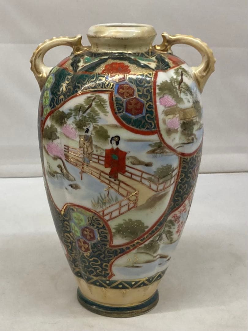 B387s 「名所美人図 花生」ノリタケ　明治時代　輸出　スパイダーマーク