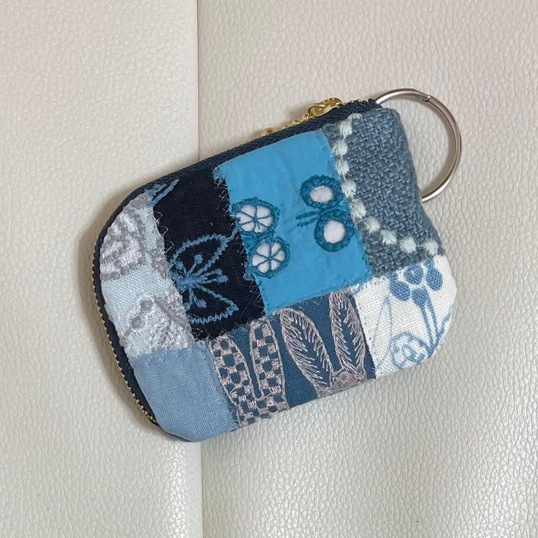 ぽろんL字キーケース ミナペルホネンハンドメイド ポーチ 両面パッチワーク