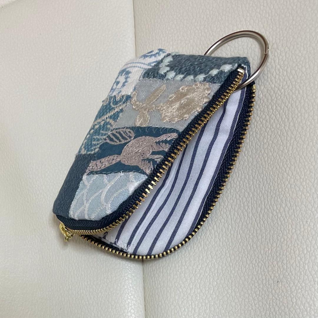ぽろんL字キーケース ミナペルホネンハンドメイド ポーチ 両面パッチワーク
