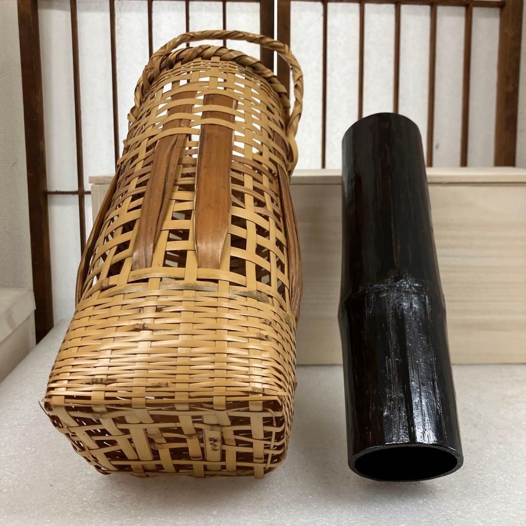 華道道具　花入　手向籠　竹編花入　升友斎　N123TKH