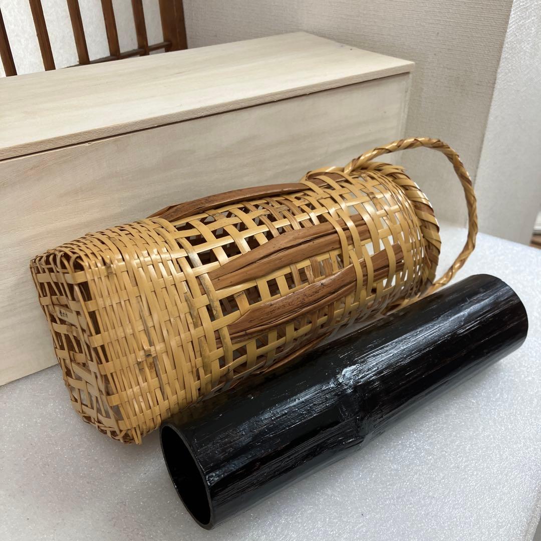 華道道具　花入　手向籠　竹編花入　升友斎　N123TKH