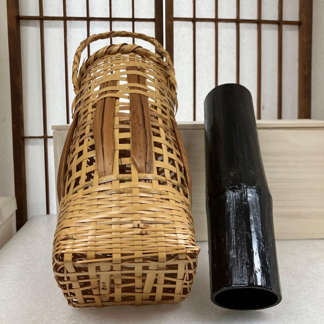 華道道具　花入　手向籠　竹編花入　升友斎　N123TKH