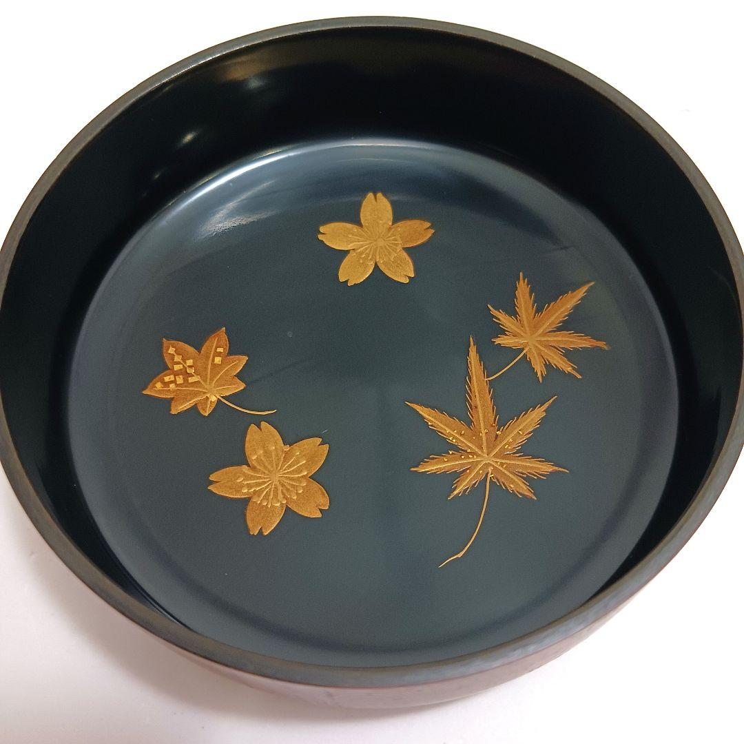 Y3115-9 茶道具 岡本漆園 桜紅葉絵 金蒔絵 棗 共箱　YY