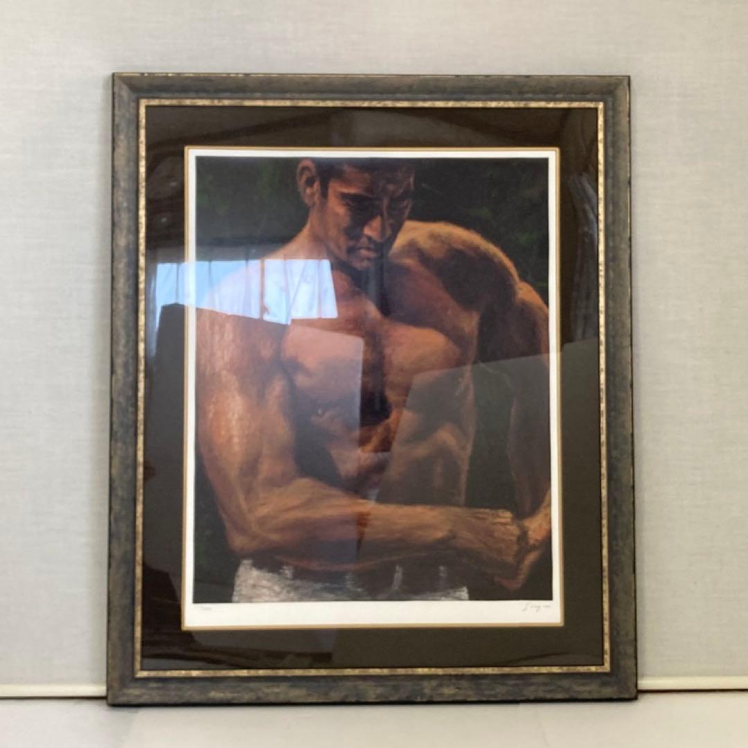 福山小夜 「高倉健の世界」版画 黄金の服 シルクスクリーン 大型 額装 限定品