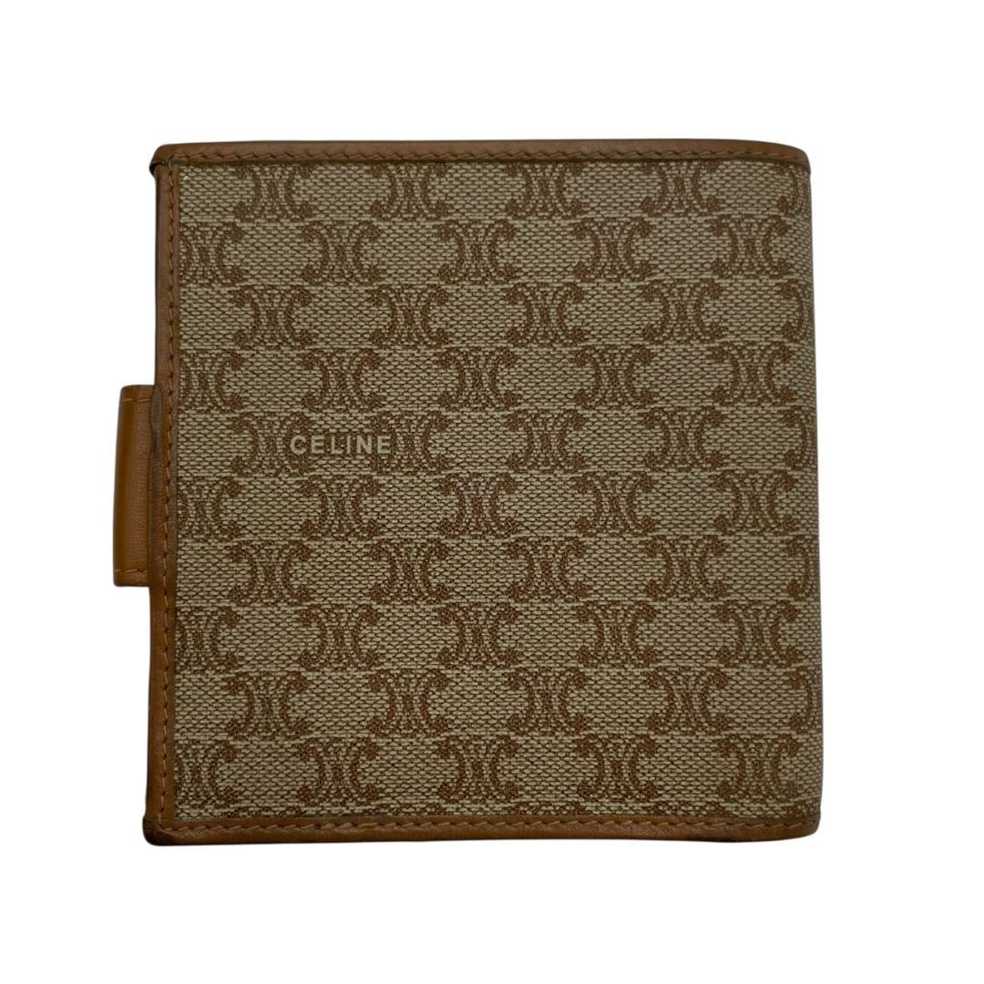 【美品】 CELINE セリーヌ 二つ折り財布 マカダム トリオンフ レザー