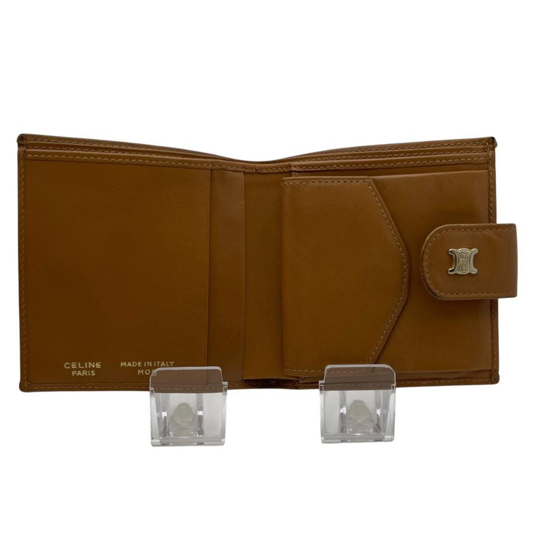 【美品】 CELINE セリーヌ 二つ折り財布 マカダム トリオンフ レザー
