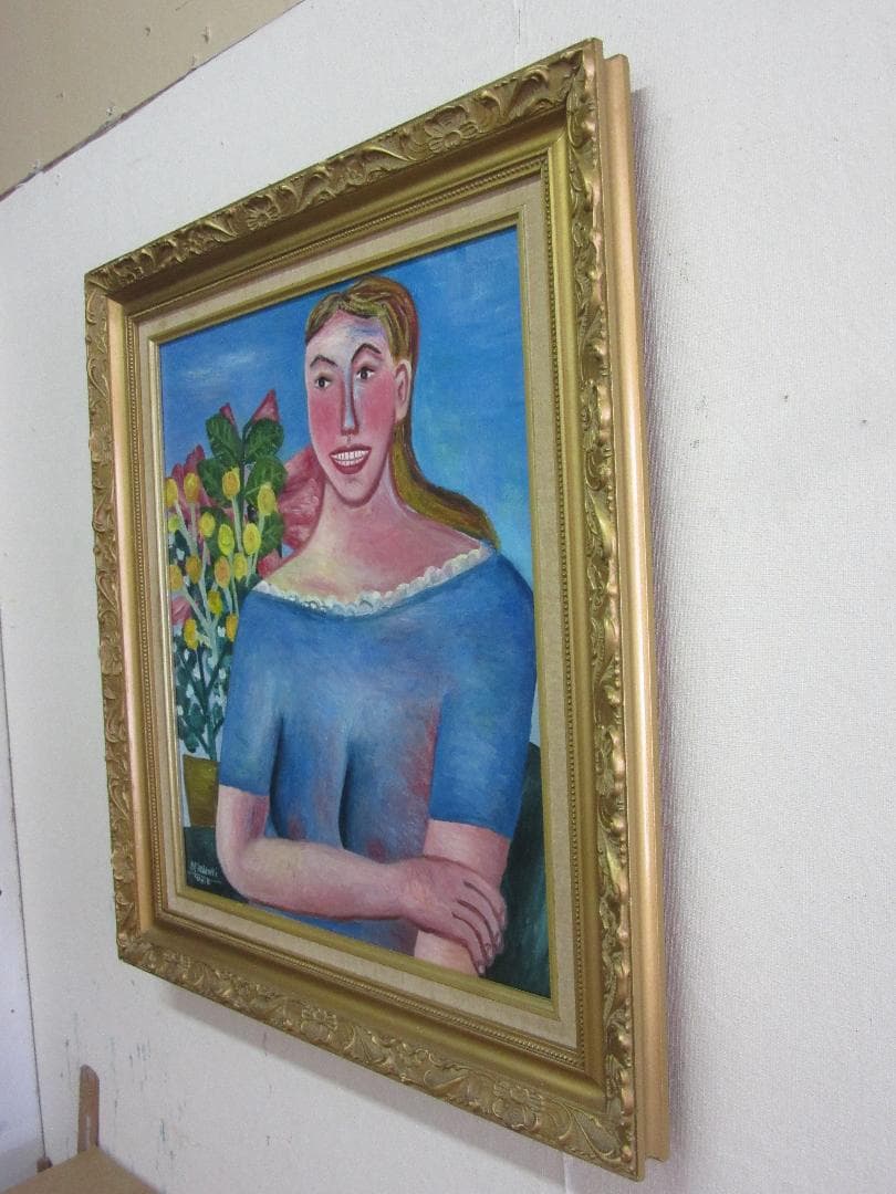 若い女性像・額装済み　キャンバスに油彩画（F10号53×45.5cm）人物画