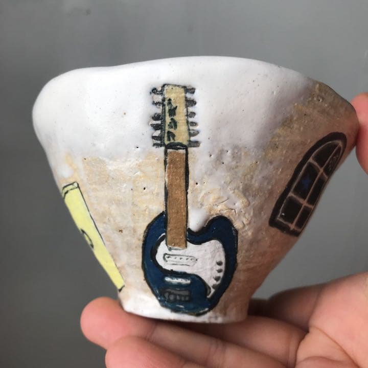 妻の作った フシギのお茶碗 ホテルのルームキーやドア模様 陶芸