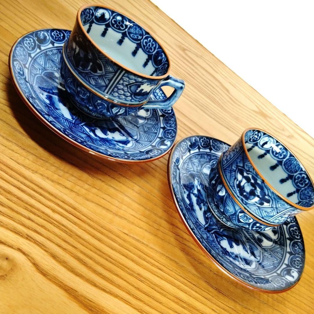 加藤利昌 清水焼 祥瑞山水文コ―匕―碗皿2客