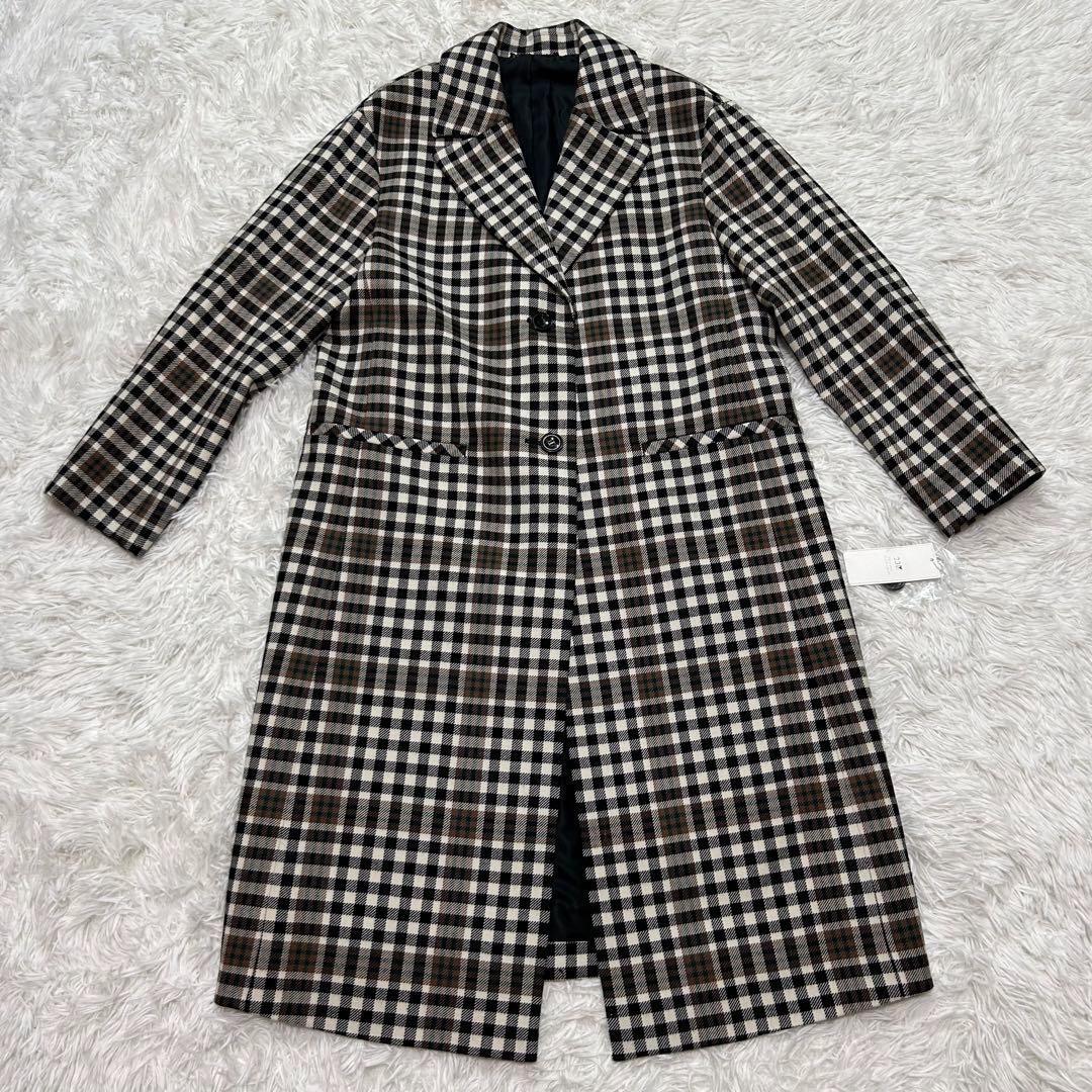 【新品】23区 チェスターコート タータンチェック ロング 38 M相当