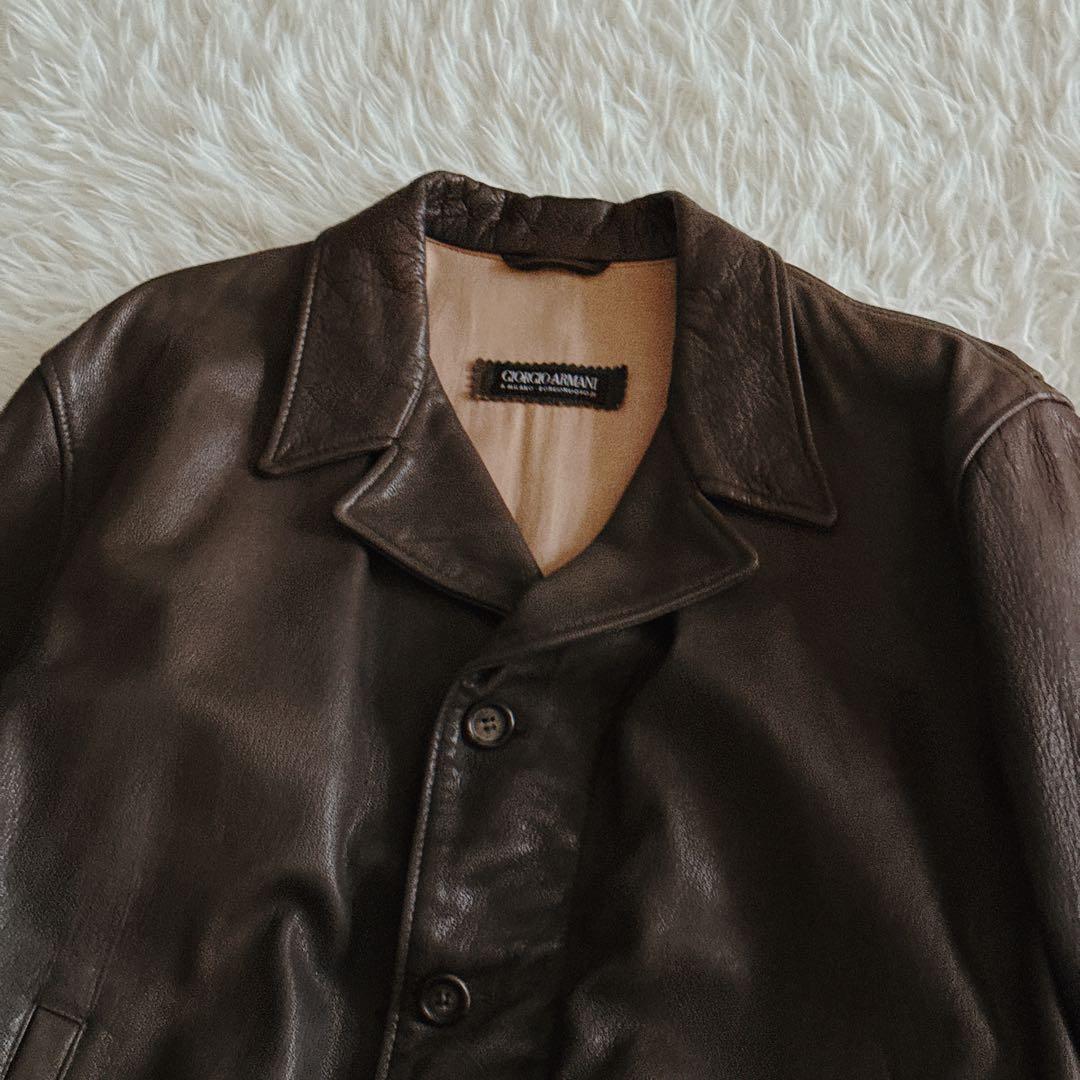 最高級✨ジョルジオアルマーニ レザージャケット 本革 メンズ 48サイズ