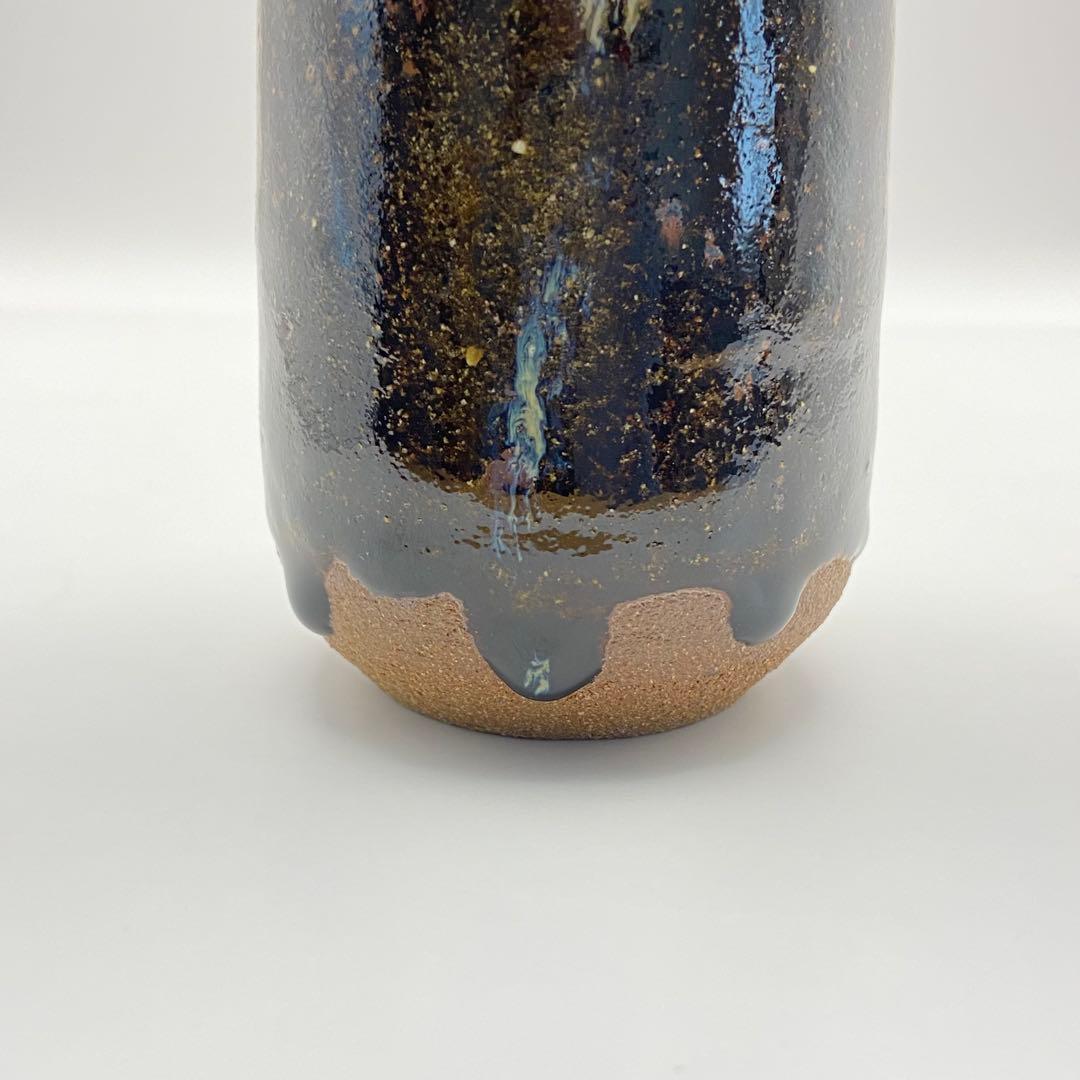 肩衝茶入 唐津焼　峰松義人　共箱入　仕覆:伊藤間道　茶道具　濃茶器　伝統工芸品